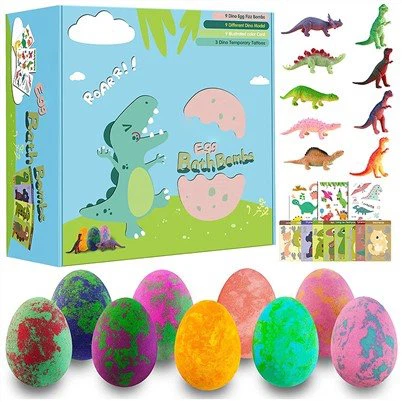 ভিতরে খেলনা সহ জৈব ডাইনোসর বাথ বোমা