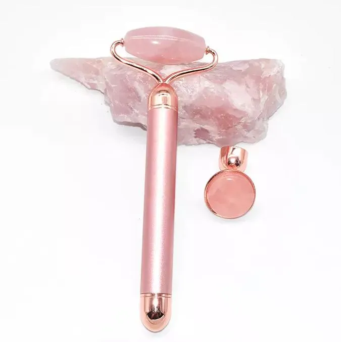 রোজ গোল্ড 2 ইন 1 ইলেকট্রিক ভাইব্রেটিং ফেসিয়াল জেড রোলার