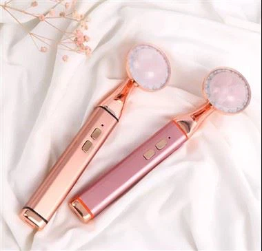 24k গোল্ড LED রোজ কোয়ার্টজ ফেসিয়াল জেড রোলার