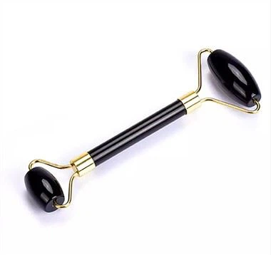 কালো অবসিডিয়ান জেড স্টোন ফেস ম্যাসেজ রোলার