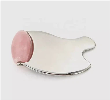 রোজ কোয়ার্টজ ফেস স্টেইনলেস স্টিল জেড রোলার এবং গুয়া শা