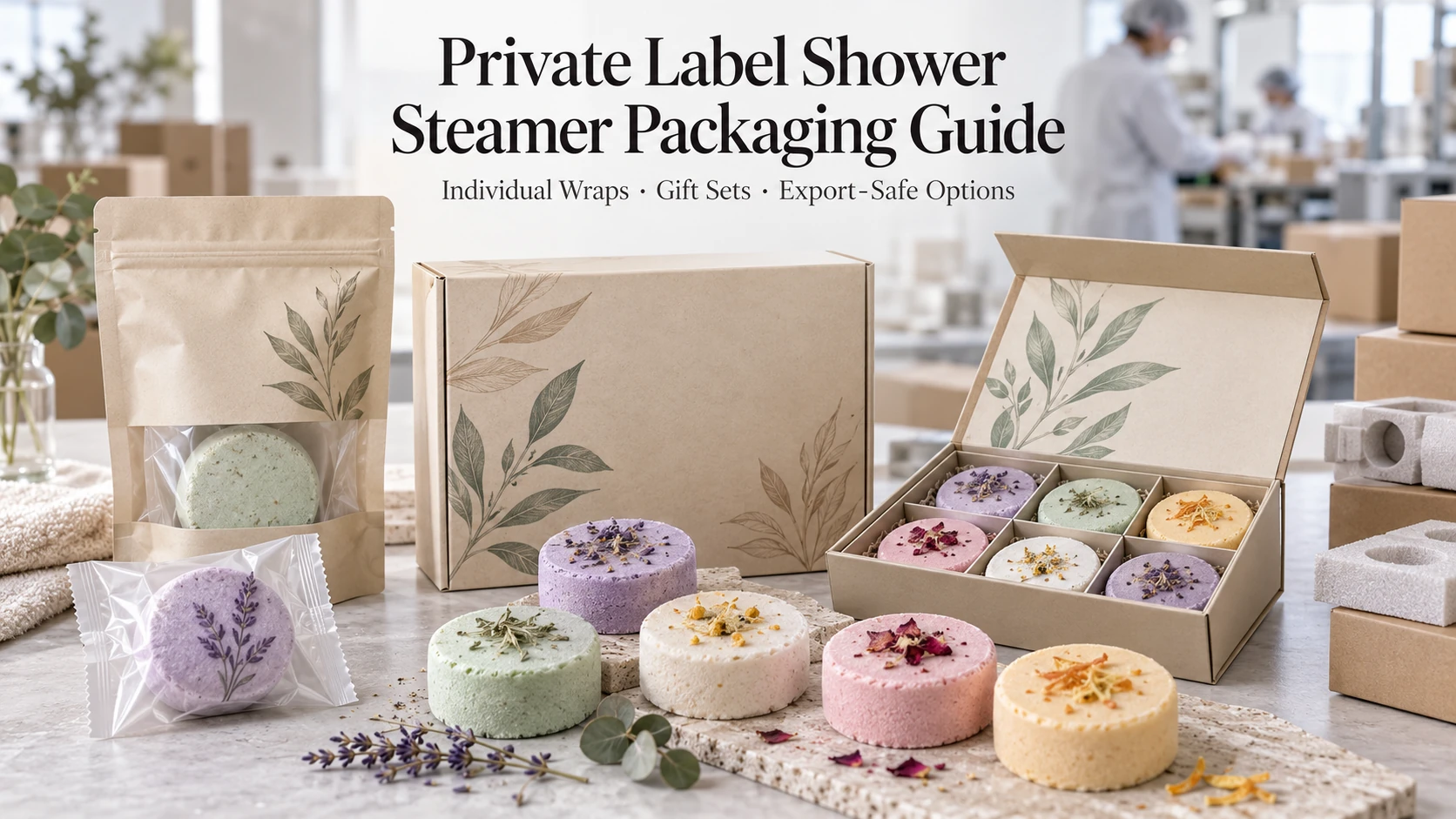 Private label shower steamer packaging guide with individual wraps gift sets and export-safe packaging Private label shower steamer packaging guide with individual wraps gift sets and export-safe packaging
