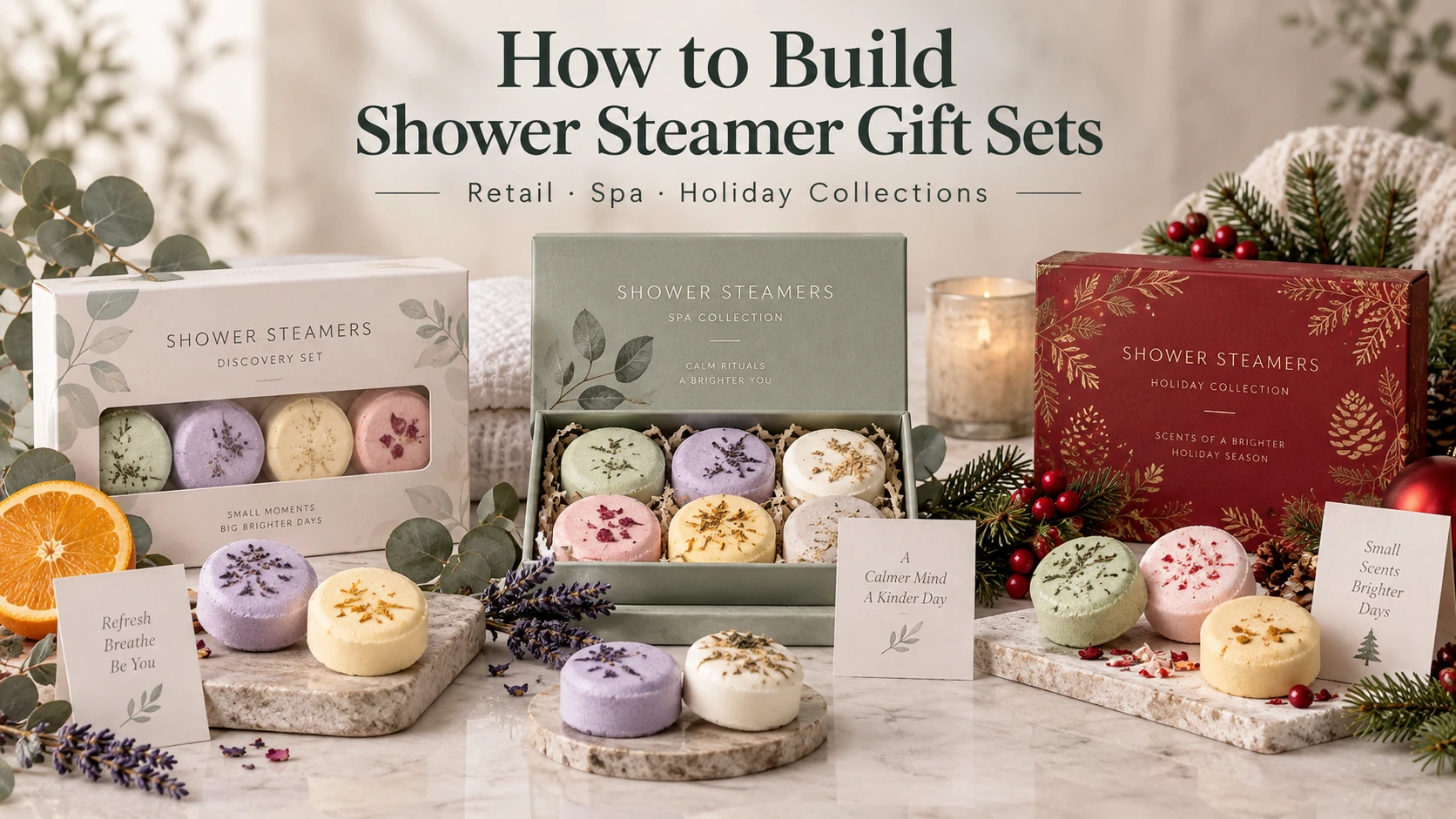 Private label shower steamer gift sets for retail spa and holiday collections Private label shower steamer gift sets for retail spa and holiday collections
